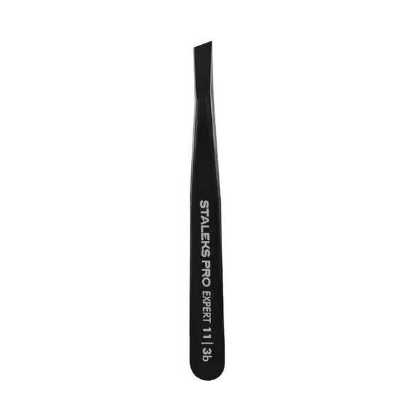 Пінцет для брів STALEKS PRO EXPERT 11 TYPE 3 BLACK TE-11/3B TE-11/3B фото