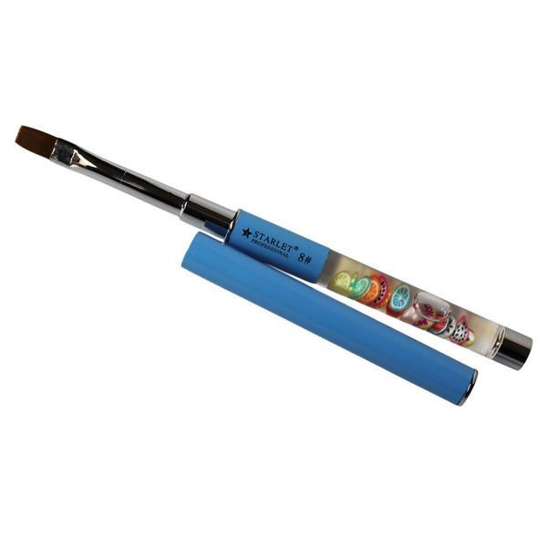 Кисть для геля Starlet Professional Nail Art Brushes с колпачком голубая #8 STB-NABL-08 фото