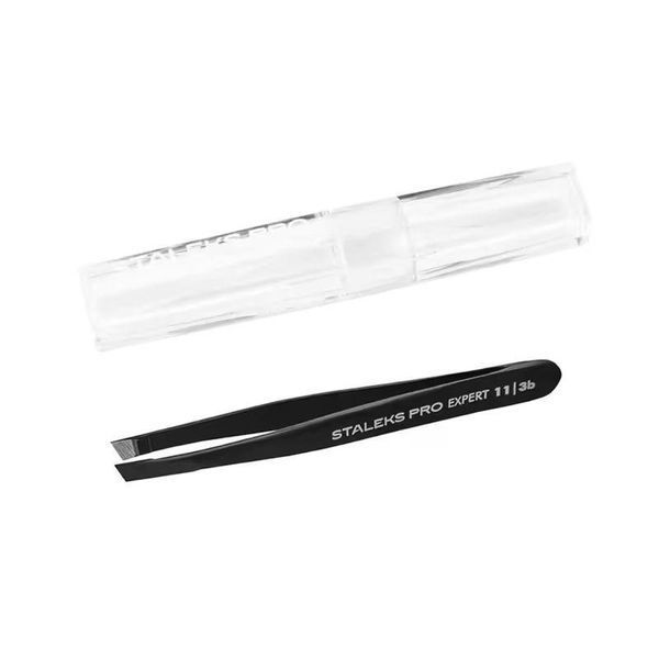 Пінцет для брів STALEKS PRO EXPERT 11 TYPE 3 BLACK TE-11/3B TE-11/3B фото