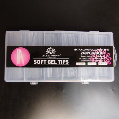 Тіпси гелеві Global Fashionl Soft Gel Tips, балерина з короткою лінією, 12 розмірів, 240 шт GF-SGT-01 фото