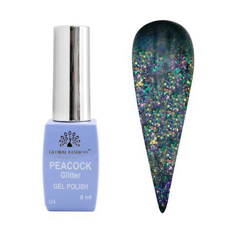Гель-лак Global Fashion Peacock Glitter #4, 8 мл 20533 фото