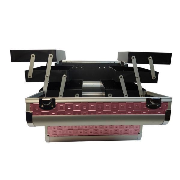 Чемодан-кейс для мастера маникюра, визажиста, косметолога (большое отделение + 6 слотов), Розовый CH-AL-P фото