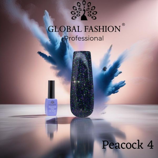 Гель-лак Global Fashion Peacock Glitter #4, 8 мл 20533 фото