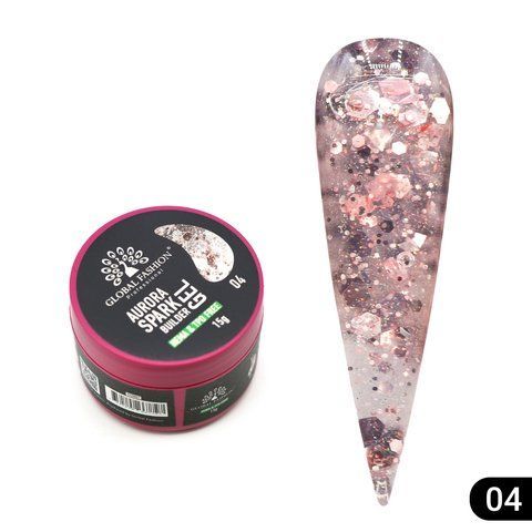 Гель для моделювання Global Fashion Aurora Spark Builder Gel, #04, 15 г 26830 фото