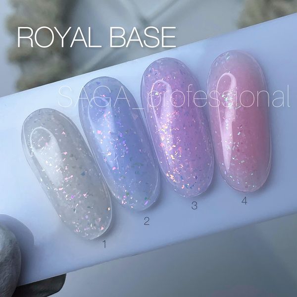 Базовое покрытие с хлопьями юки SAGA Professional Royal Base #1, 9 мл SAGA-ROY-01 фото