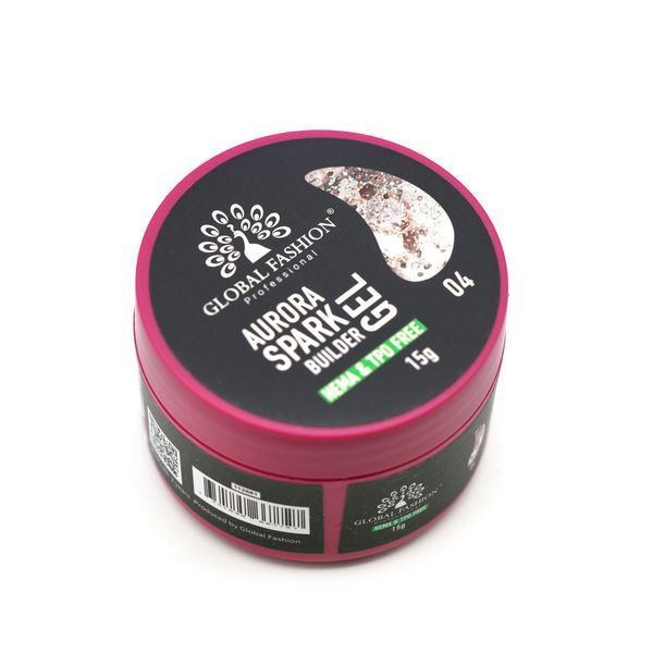 Гель для моделювання Global Fashion Aurora Spark Builder Gel, #04, 15 г 26830 фото