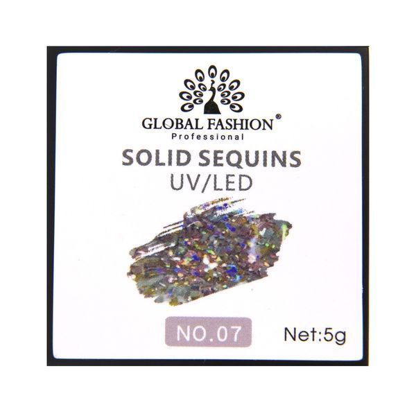 Гель-фарба з глітером Global Fashion Solid Sequins color gel 07, 5 г 15635 фото