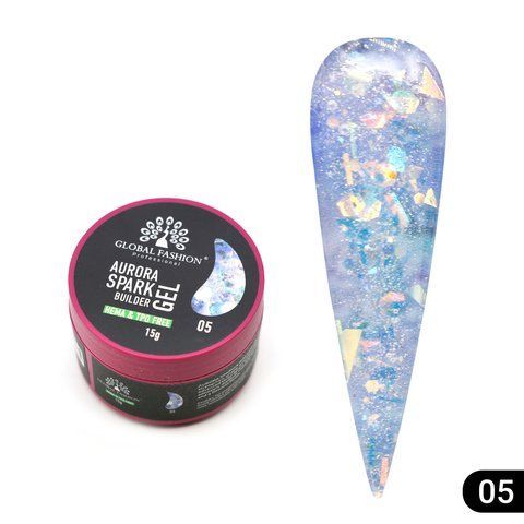Гель для моделювання Global Fashion Aurora Spark Builder Gel, #05, 15 г 26831 фото