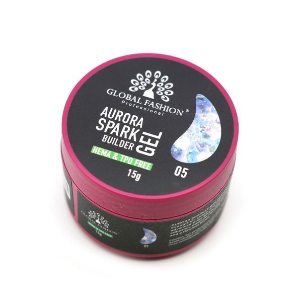 Гель для моделирования Global Fashion Aurora Spark Builder Gel, #05, 15 г 26831 фото