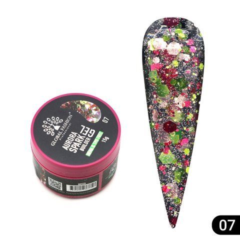 Гель для моделювання Global Fashion Aurora Spark Builder Gel, #07, 15 г 26833 фото