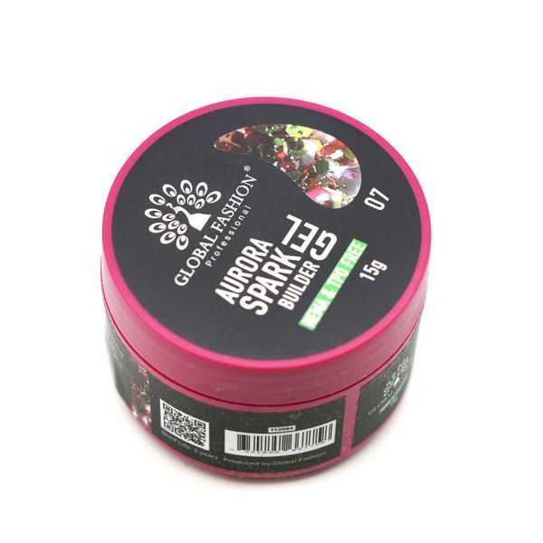 Гель для моделювання Global Fashion Aurora Spark Builder Gel, #07, 15 г 26833 фото
