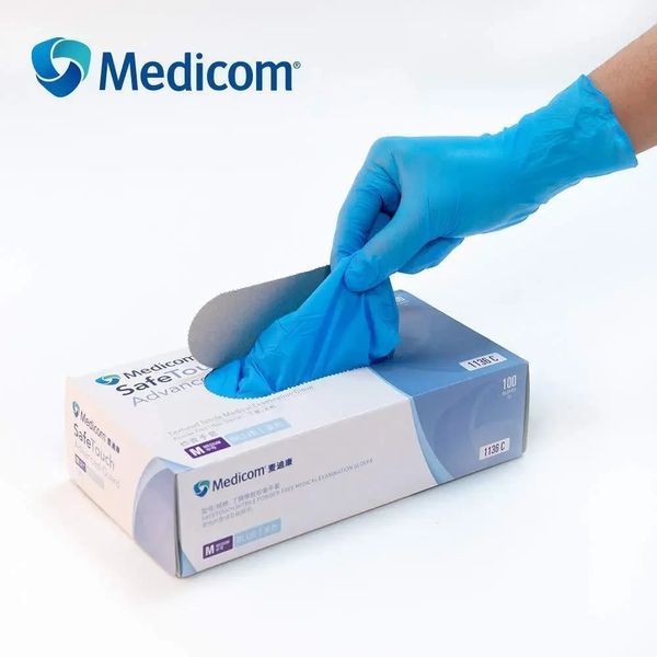 Перчатки нитриловые неопудренные Medicom Blue "XL" 100 шт (50 пар) Синие MedicomBlue-XL-B фото