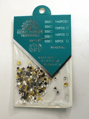 Крупный декор для ногтевого дизайна, Gold-Black-Clear, 100 шт GF-DECB-04 фото