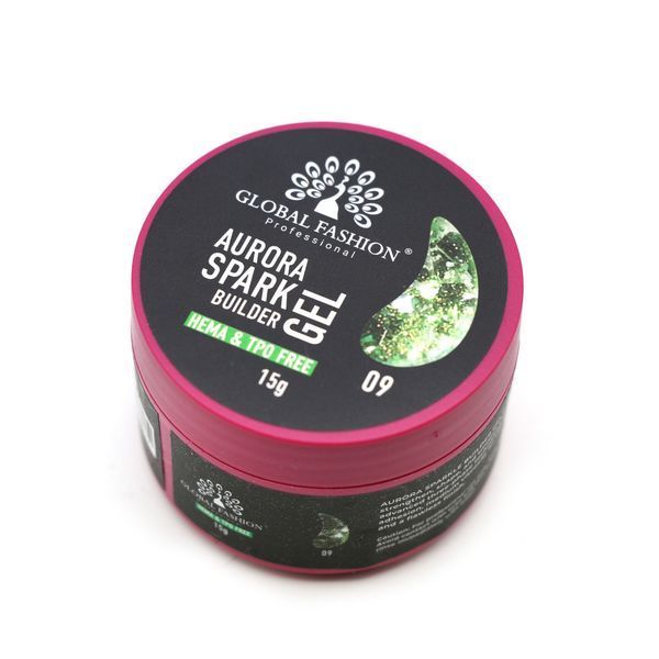 Гель для моделирования Global Fashion Aurora Spark Builder Gel, #09, 15 г 26835 фото