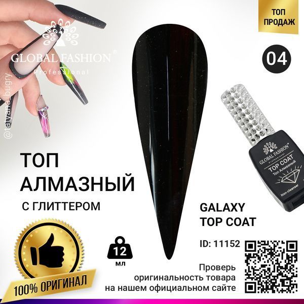 Топ с глиттером Global Fashion Galaxy Top Coat 04, 12 мл 11152 фото