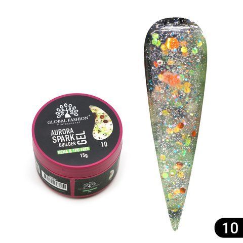 Гель для моделювання Global Fashion Aurora Spark Builder Gel, #10, 15 г 26836 фото