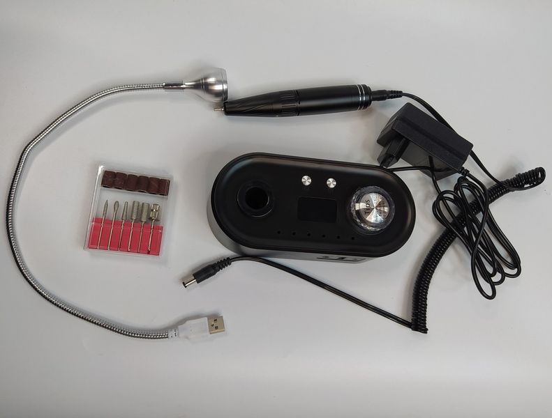 Фрезер для манікюру та педикюру Nail Drill UV-701 з підсвічуванням 35 Вт 40&nbsp;000 об/хв Чорний UV-701B фото