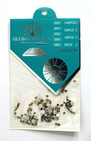 Микс: камни, стразы, бисер для декора ногтей, Gold, 100 шт MX-GF-DEC13 фото