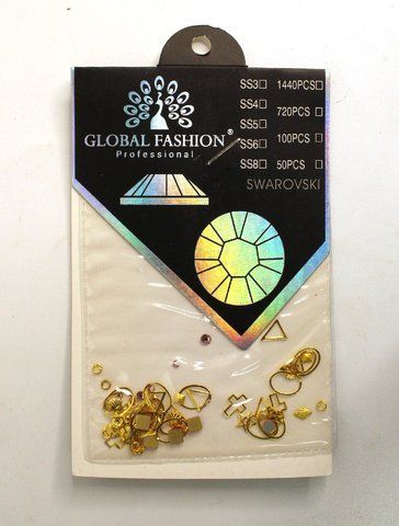 Крупный декор для ногтевого дизайна, Gold-Clear, 50 шт GF-DECB-06 фото
