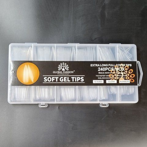 Тіпси гелеві Global Fashionl Soft Gel Tips, стилет, 12 розмірів, 240 шт GF-SGT-02 фото