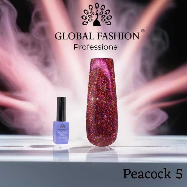 Гель-лак Global Fashion Peacock Glitter #5, 8 мл 20534 фото