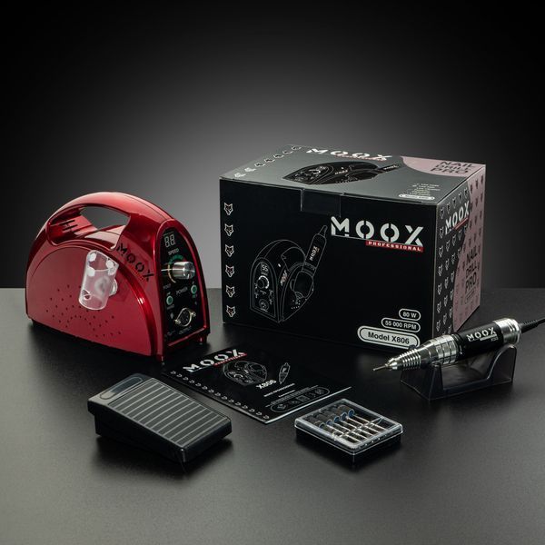 Фрезер для манікюру та педикюру MOOX X 806 55&nbsp;000 об/хв 80 W Червоний Moox-806-R фото