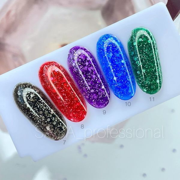 Гель-лак із пластівцями SAGA Professional Marmelad gel polish #10, 9мл SG-GMAR-10 фото
