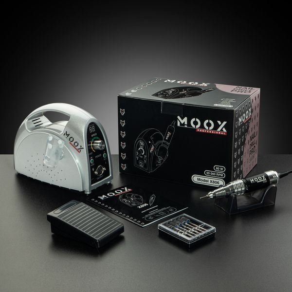 Фрезер для манікюру та педикюру MOOX X 806 55&nbsp;000 об/хв 80 W Сріблястий Moox-806-Ag фото