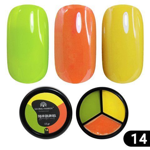 Гель-фарба Global Fashion підвищеної щільності Solid Color Gel-3, 14 Lemon, 15 г 16248 фото