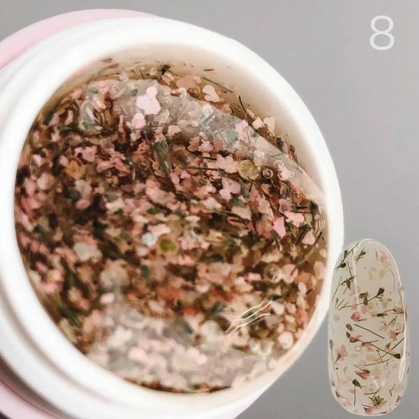Гель для дизайна с сухоцветами SAGA Professional Flower Fairy Gel #8, 5 мл SG-FLW-08 фото