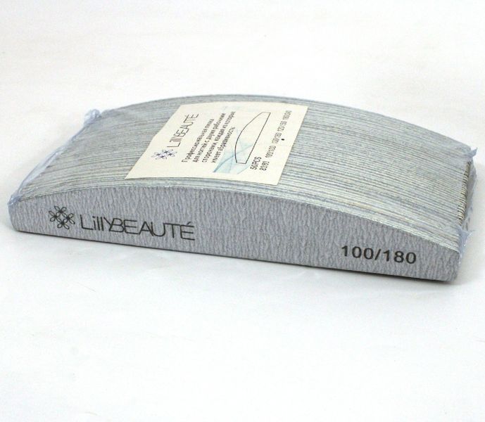 Пилка-дуга для ногтей Lilly Beaute, 100/180 грит, 50 шт/уп. LB-QP-100-180 фото