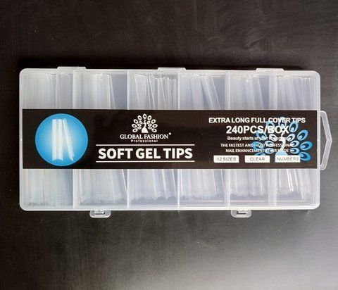 Тіпси гелеві Global Fashionl Soft Gel Tips, квадрат з короткою лінією, 12 розмірів, 240 шт GF-SGT-03 фото