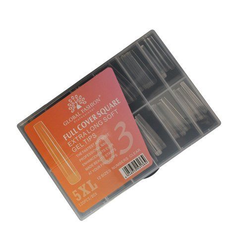 Гелеві тіпси Global Fashion 03 (Full Cover Square Extra Long Soft Gel Tips 5XL), 120 шт, 12 розмірів GF-5XL-FSQUAR фото