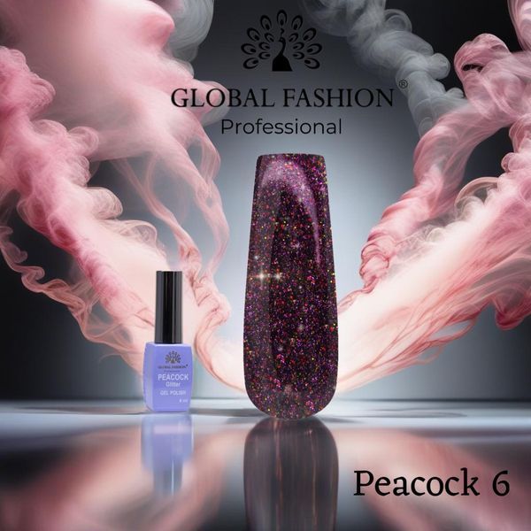 Гель-лак Global Fashion Peacock Glitter #6, 8 мл 20535 фото