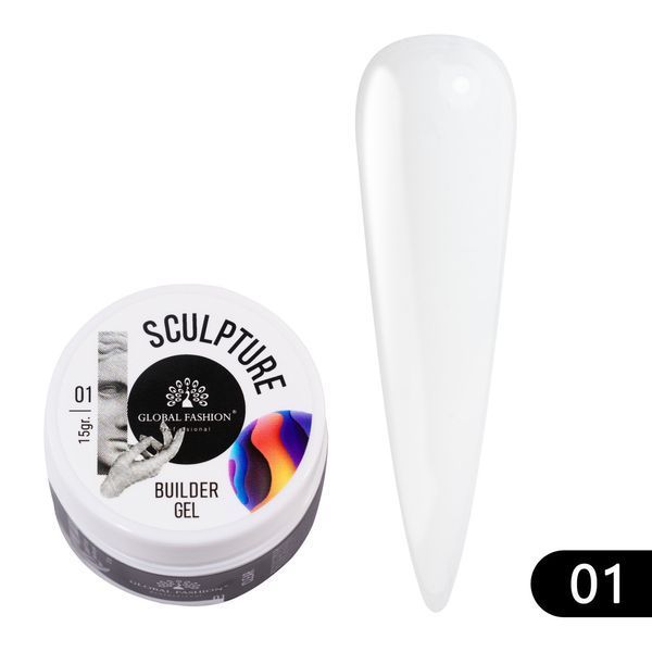 Скульптурный гель Global Fashion SCULPTURE BUILDER GEL CLEAR №01, 15 г GF-SCLPT-01 фото
