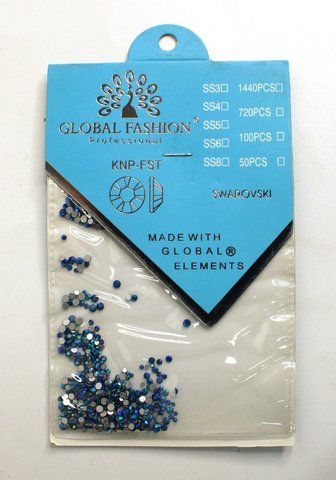 Стразы для ногтевого декора Global Fahsion, Сапфир, микс SS3-SS5, 720 шт. GF-ST-SP-04 фото