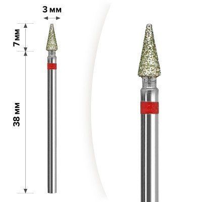 М-001 Алмазная насадка Конус острый Red 3*7 М-001 Алм Кон ост Red 3*7 фото