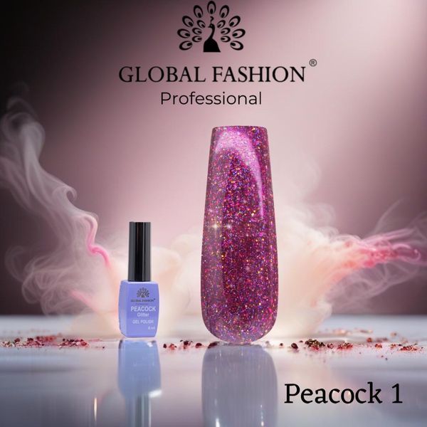 Гель-лак Global Fashion Peacock Glitter #1, 8 мл 20530 фото