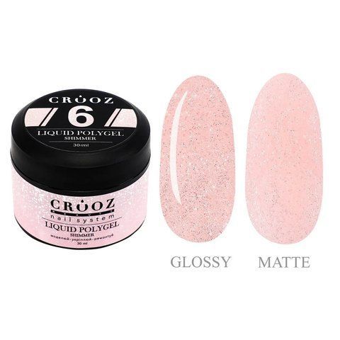 Рідкий полігель CROOZ LIQUID POLYGEL SHIMMER #6, банка, 30 мл CR-LPBUT-30-06 фото