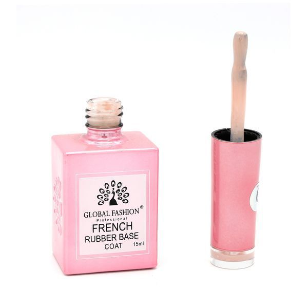 Каучукова база для гель-лаку френч Global Fashion Rubber Base Coat French, 15 мл 09 8103 фото