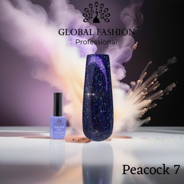 Гель-лак Global Fashion Peacock Glitter #7, 8 мл 20536 фото