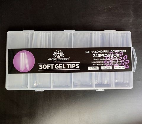 Тіпси гелеві Global Fashionl Soft Gel Tips, квадрат, 12 розмірів, 240 шт GF-SGT-04 фото