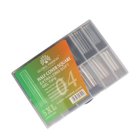 Гелеві тіпси Global Fashion 04 (Half Cover Square Extra Long Soft Gel Tips 5XL), 120 шт, 12 розмірів GF-5XL-HSQUAR фото