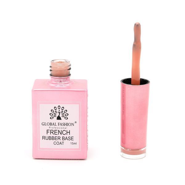 Каучукова база для гель-лаку френч Global Fashion Rubber Base Coat French, 15 мл 04 8098 фото