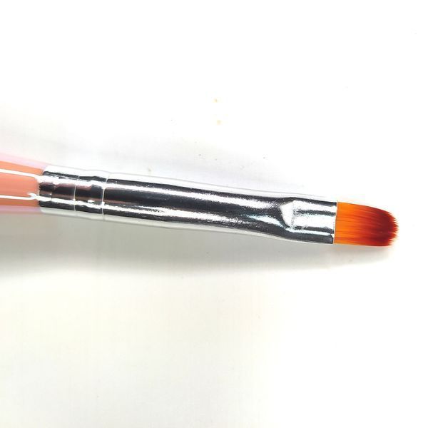 Кисть для геля Lilly Beaute Artist, плоская прямая, с граненой рукояткой, 8 мм, Розовая LB-A-8R фото