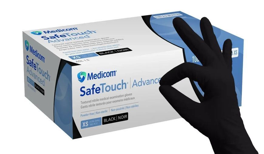 Рукавички нітрилові неопудрені Medicom Black "M" 100 шт (50 пар) Чорні Щільні 6 г GL-MED-Black-M фото