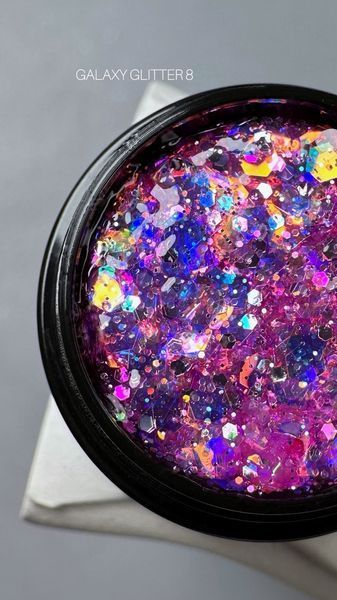 Гель для дизайну з глітером SAGA Professional Galaxy Glitter Gel #8, 8мл SG-GLTG-08 фото