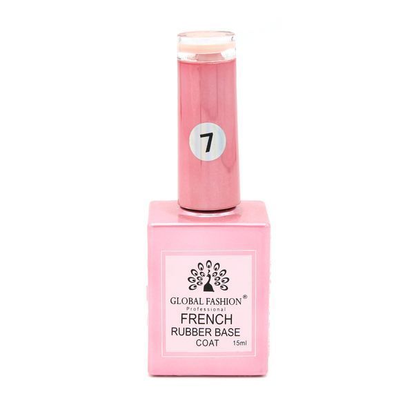 Каучукова база для гель-лаку френч Global Fashion Rubber Base Coat French, 15 мл 07 8101 фото