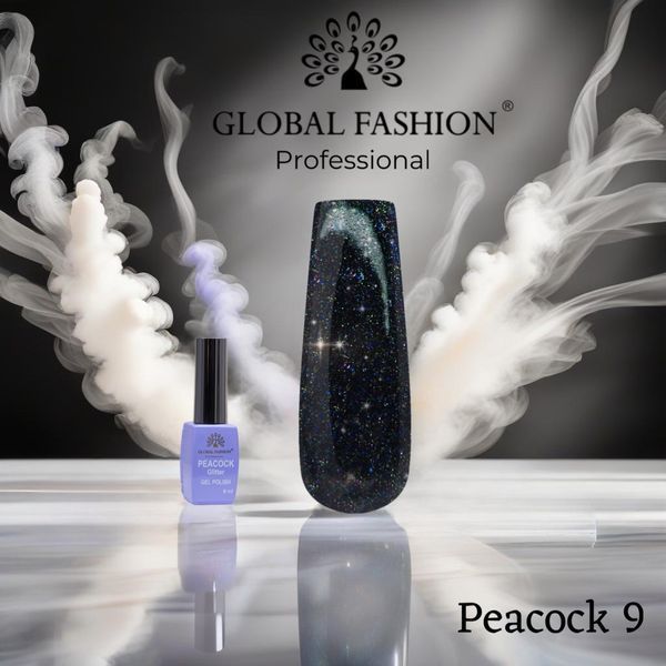 Гель-лак Global Fashion Peacock Glitter #9, 8 мл 20538 фото