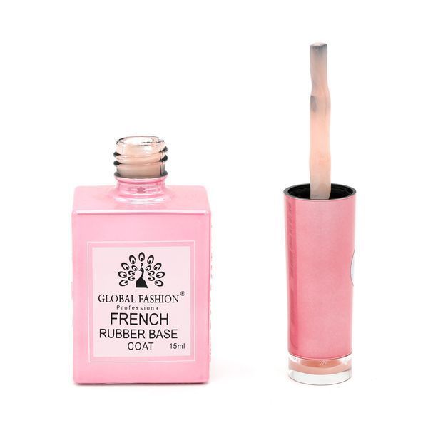 Каучукова база для гель-лаку френч Global Fashion Rubber Base Coat French, 15 мл 07 8101 фото
